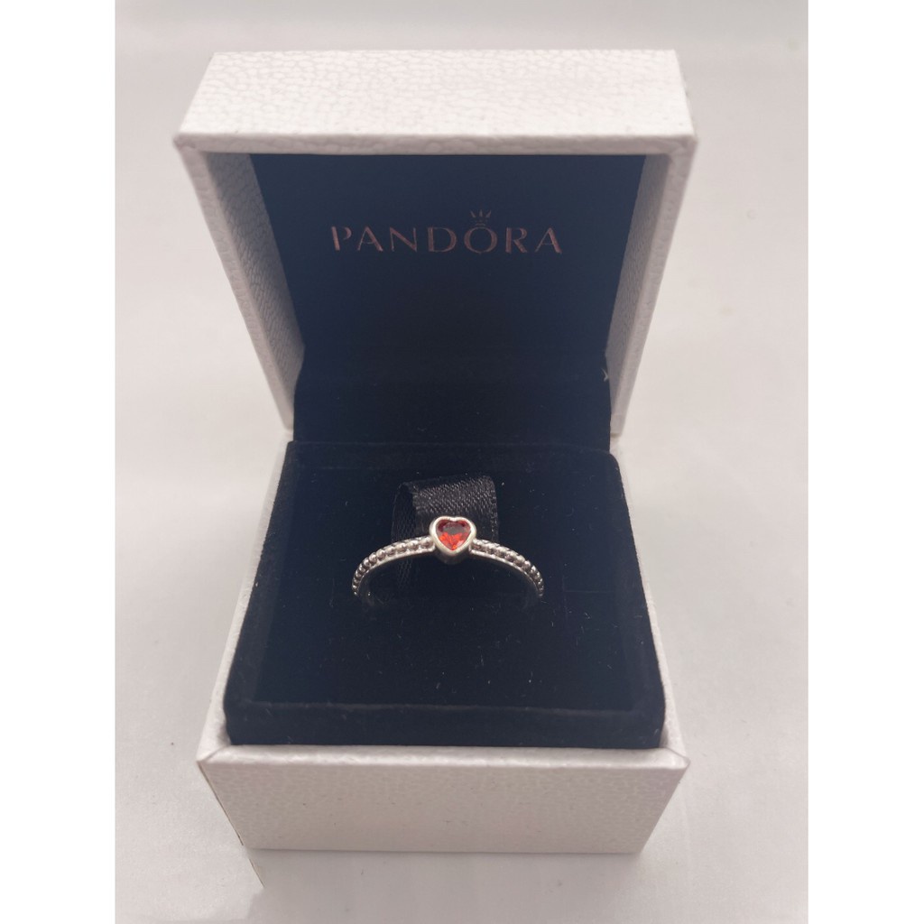 Pandora Cincin 925 Silver Bentuk Hati Aksen Ruby Kubik Zirkonia Untuk Wanita