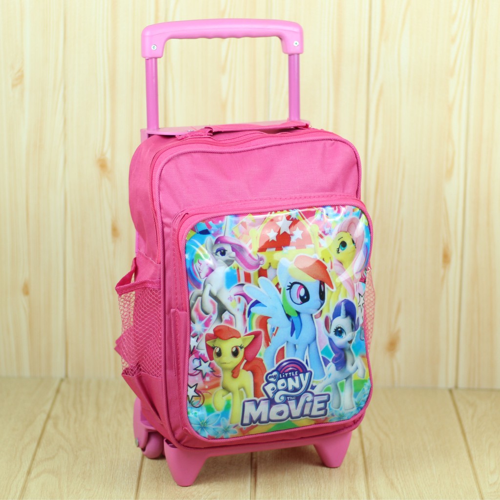 Ransel Dorong Anak Perempuan Motif Pony Warna Pink Lucu Tas Troli Kece