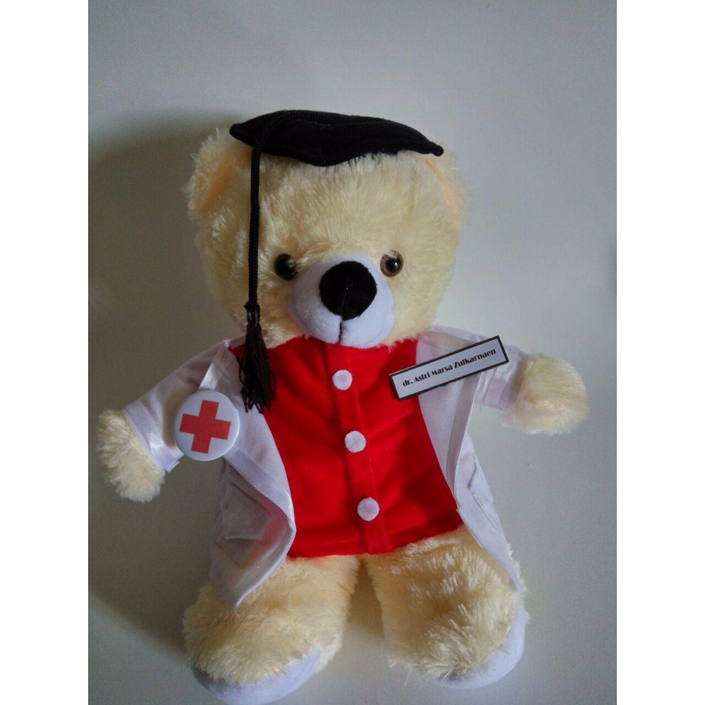 Boneka Wisuda Dokter Murah ukuran Medium Custom Nama Hadiah Kado Dokter Graduation seragam profesi