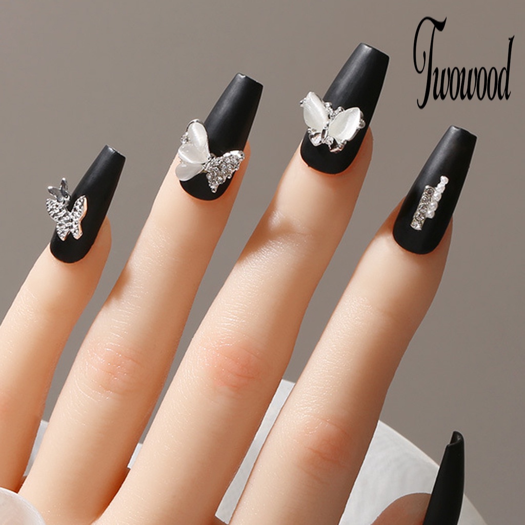 20 Pcs Ornamen Kuku Bentuk Kupu-Kupu Bahan Alloy Tahan Pudar Untuk Dekorasi Manicure