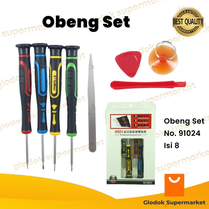 Obeng Set Versatile 8 in 1 Alat Buka Casing HP Screwdriver Plus Minus Star Reparasi Tools 91024