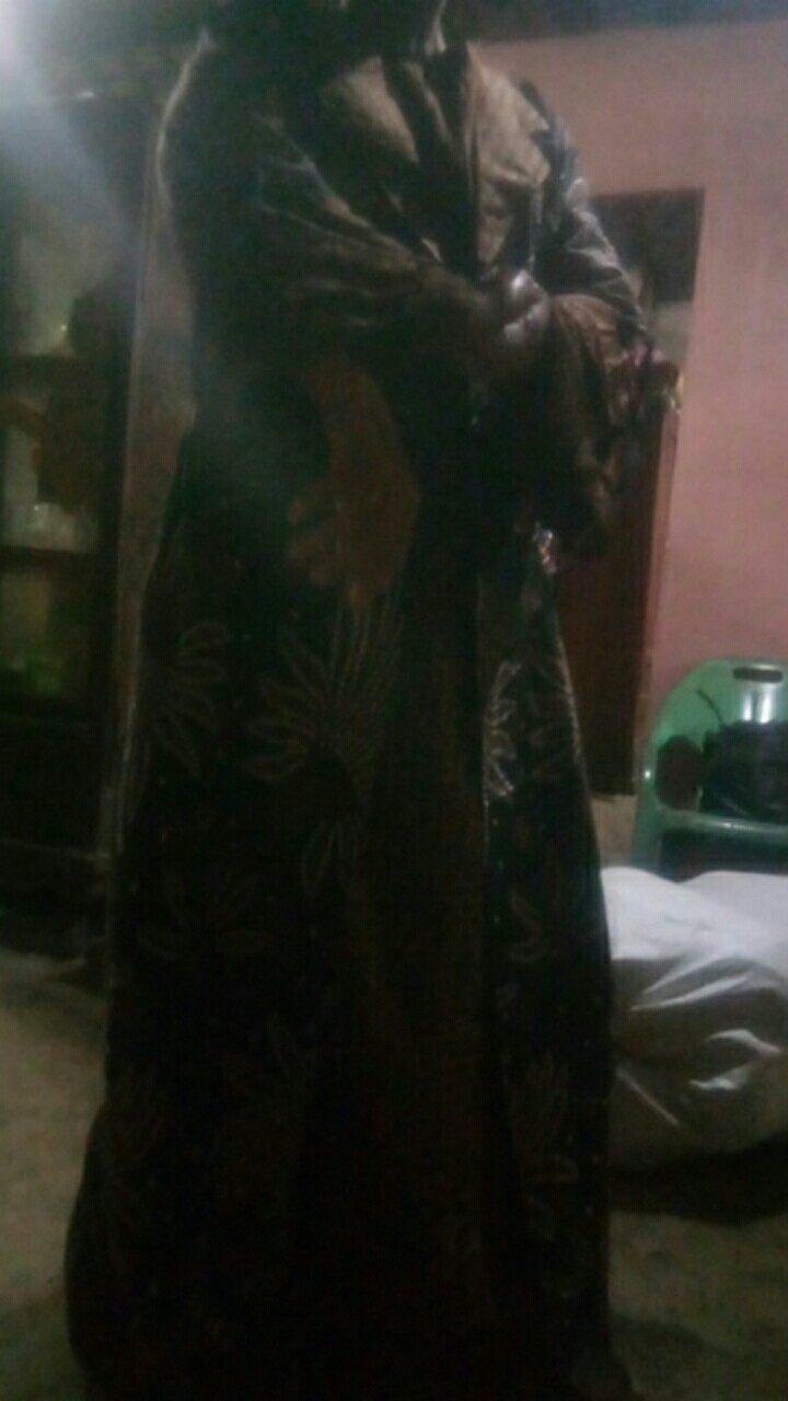 Maura Cople - Sania Ruffle Batik Cople Jazy Gamis Syari - Gamis Kerah Jazz - Pari Ikat Item