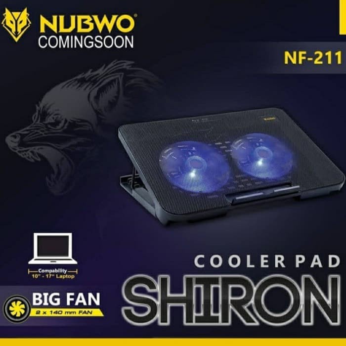 COOLING PAD NUBWO NF-211 SHIRON // BLUE LED SILENT DOUBLE FAN ERGOSTAND MULTI ANGLE // NF 211 NF211 // COOLER PAD PENDINGIN LAPTOP NOTEBOOK