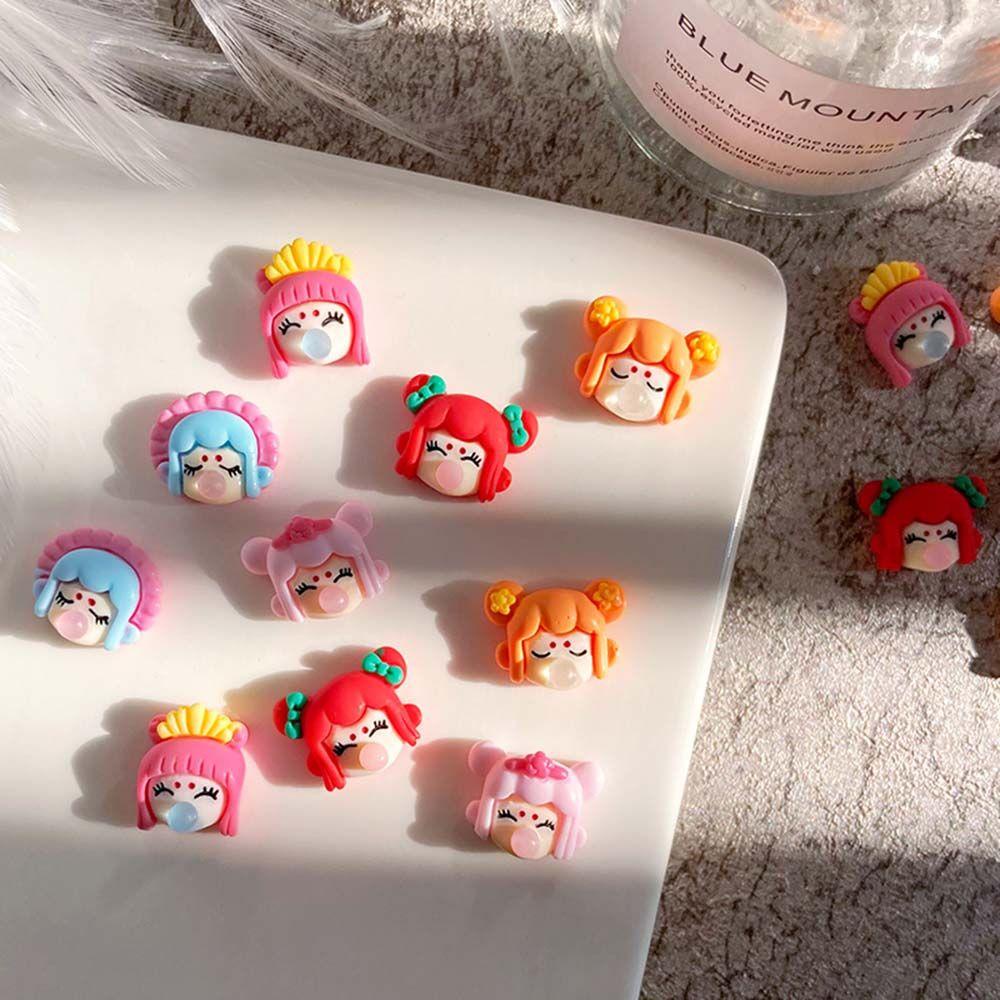 Mxbeauty Meniup Gelembung Gadis Kuku Perhiasan Gadis Jantung Pesona Indah Gadis Meniup Gelembung Gadis Kawaii Kartun DIY Kuku Aksesoris