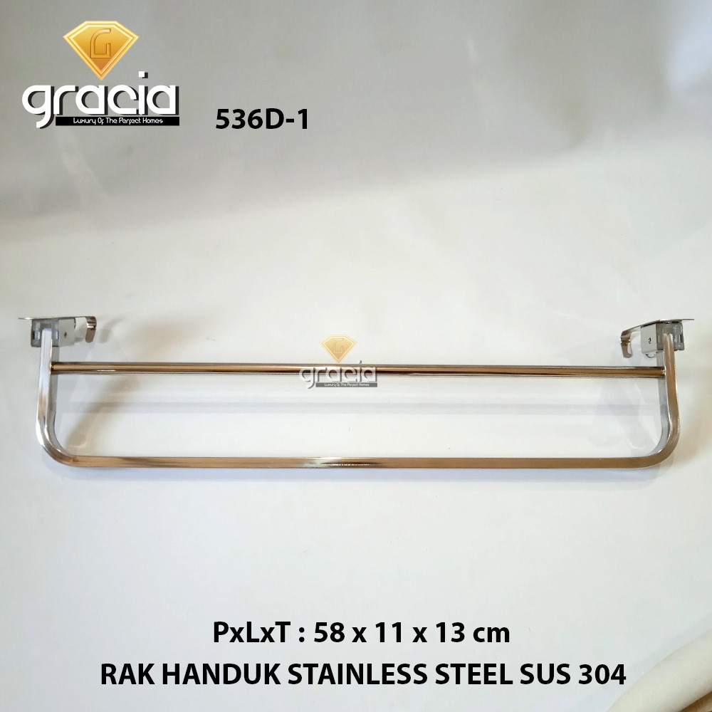 Rak Handuk 2 Baris Dinding Kamar Mandi Chrome Stainless SUS 304