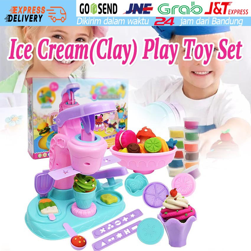 Mainan Anak Perempuan Mainan Mesin Ice Cream/Es Krim Mainan Anak Edukasi Clay Dough Colour