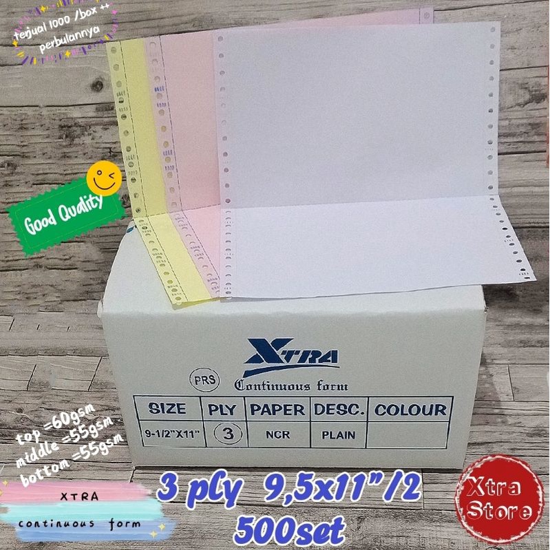 

kertas continuous form 3ply 500 set 9.5x11"dibagi 2