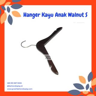 Hanger Kayu Anak Warna  Wallnut Gantungan Baju Anak Coklat  