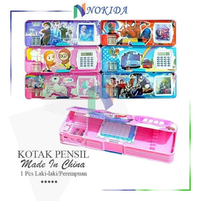 

Nokida Kotak Pensil Anak Magnet Kalkulator Rautan / Tempat Pinsil Karakter 2 Sisi / Pencil Case