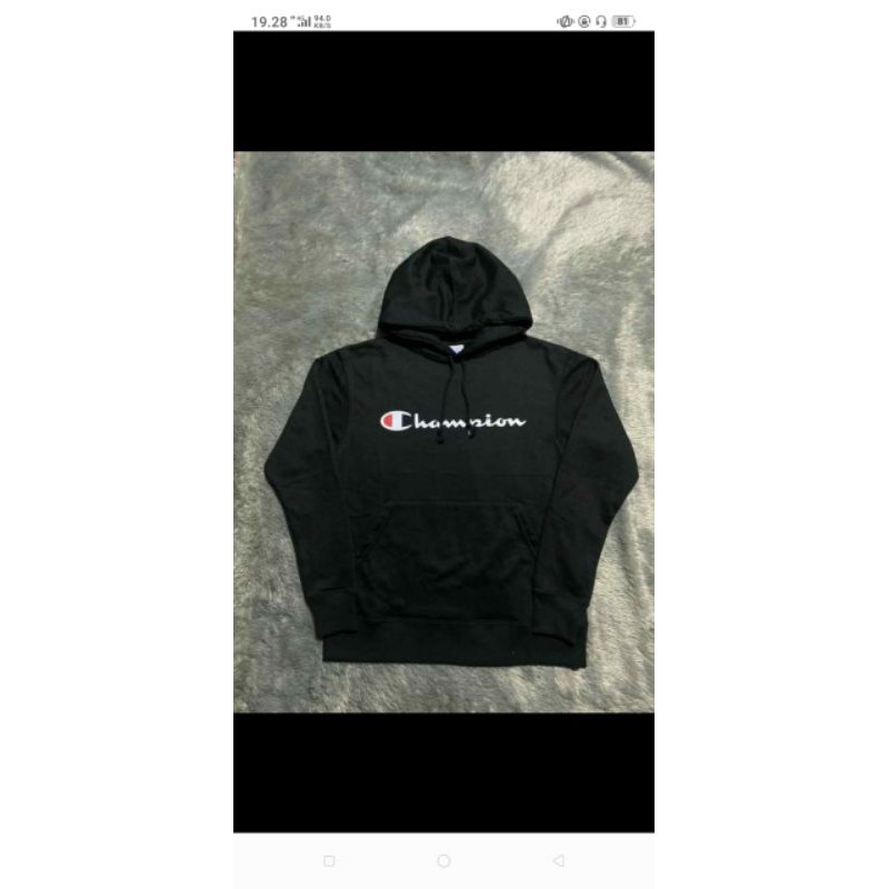 Hoodie Champion Script Hitam
