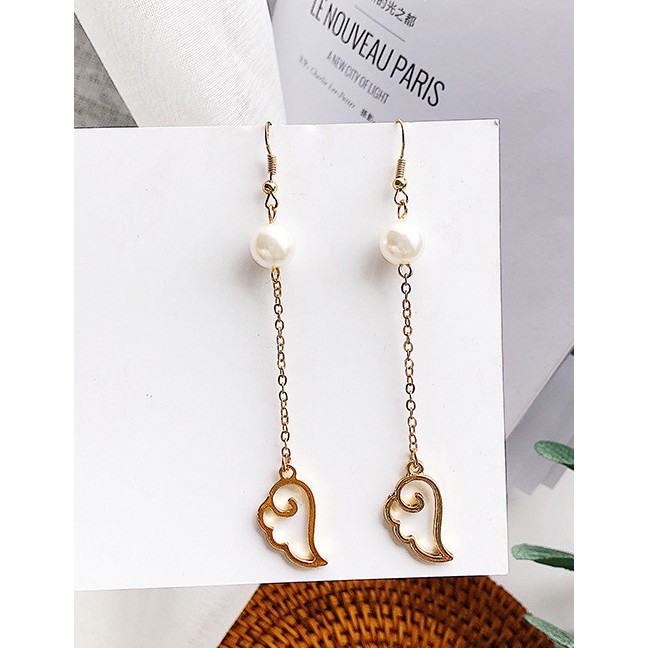 LRC Anting Gantung Fashion Gold Color Tassel Decorated Earrings