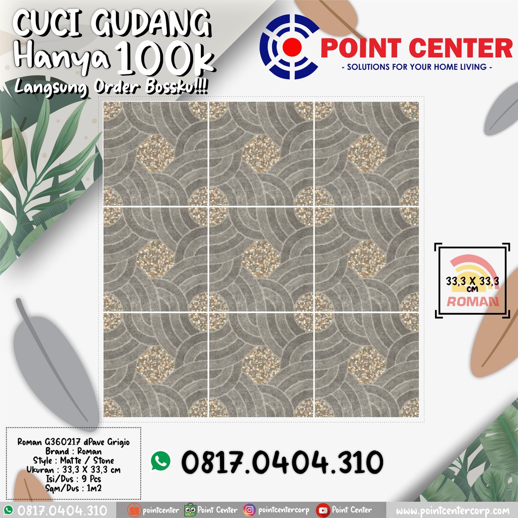 TERMURAH ROMAN KERAMIK 33,3 X 33,3 G360217 DPAVE GRIGIO