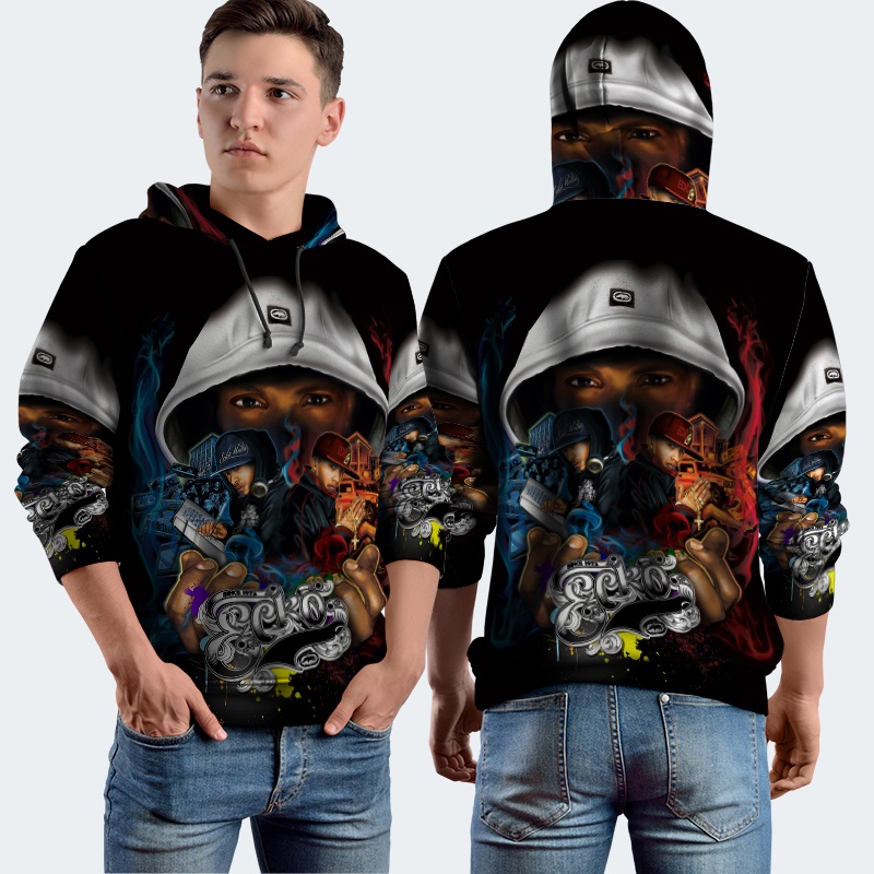 Jaket Hoodie Fullprint Ecko UNLTD x G-Unit Bahan Polyester Jersey