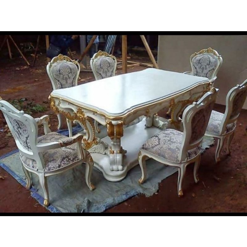 set kursi makan mewah kayu jati/meja makan raflesia 6 kursi/meja makan duko mewah