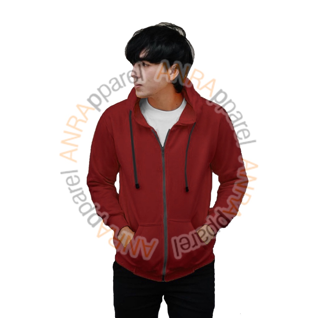 SWEATER HOODIE RESLETING PRIA - Jaket Sweater Zipper Polos