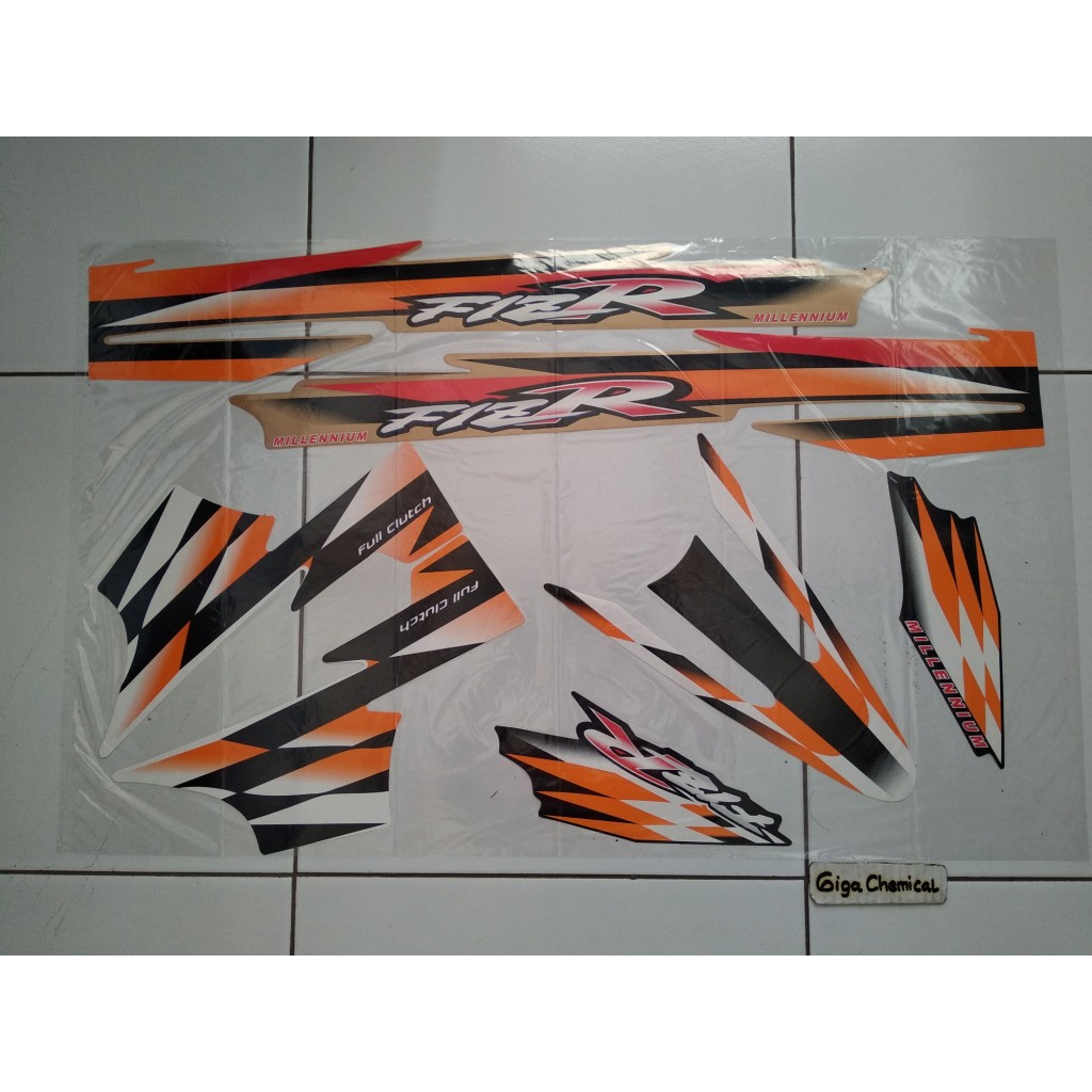 Striping Sticker Lis Yamaha Fiz r Caltex 2002 Hitam Orange
