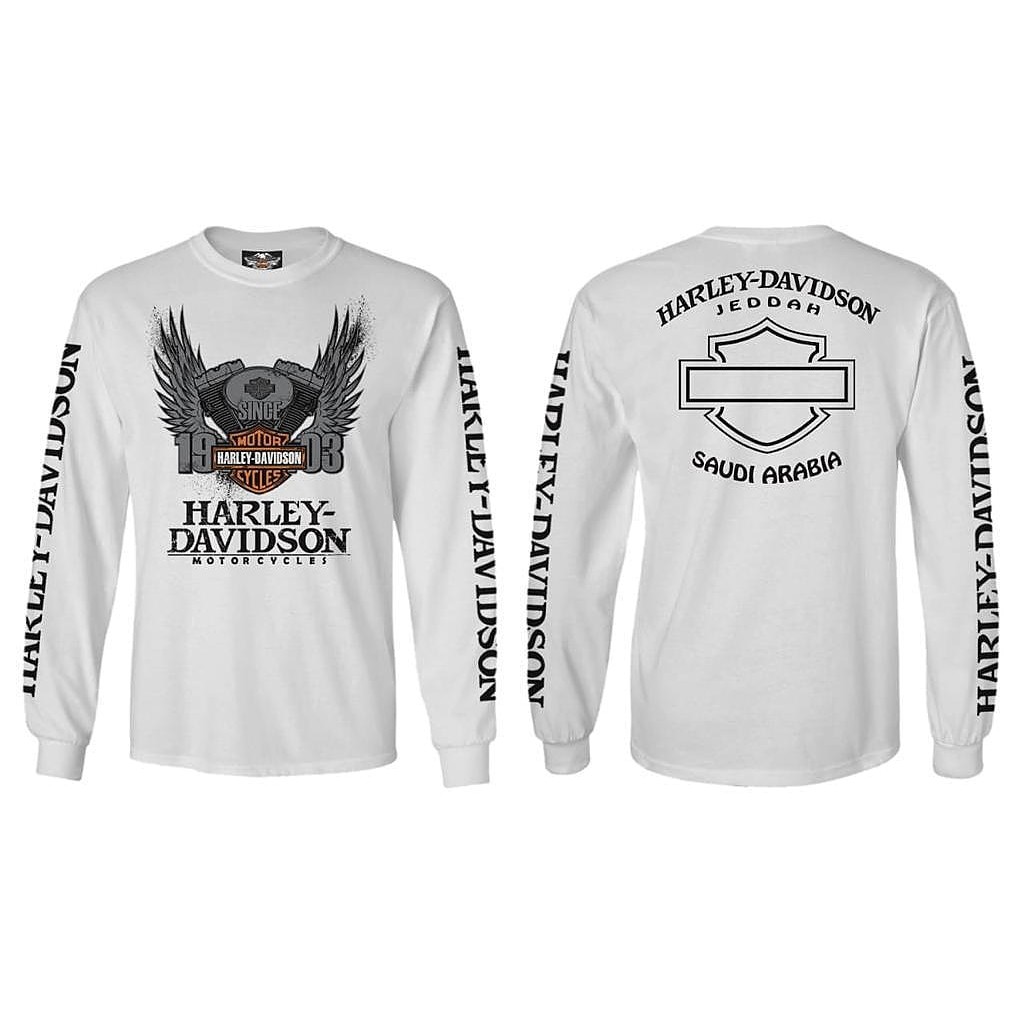 Kaos Harley Davidson Long Sleeve - Saudi Arabia,White