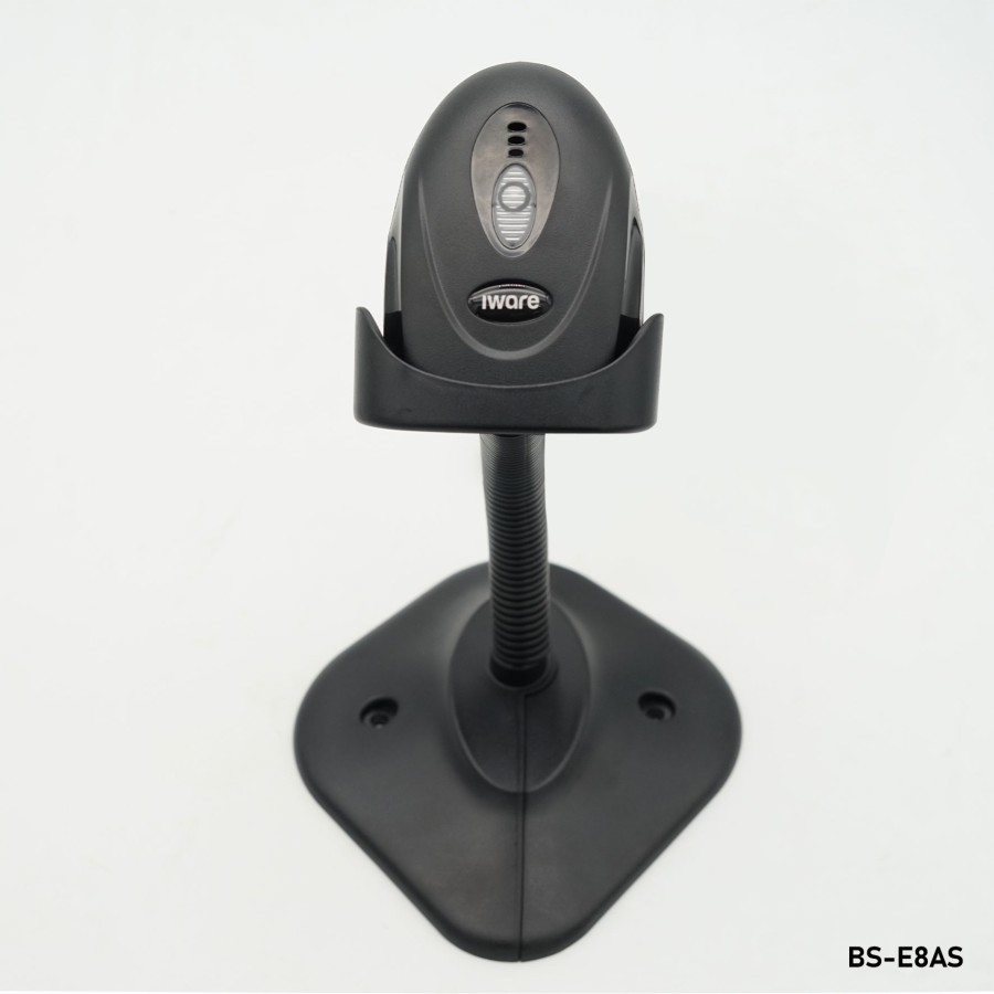 1D Laser Barcode Scanner IWARE BS - E8AS Auto Stand USB GARANSI - BARCODE SCANNER MURAH FREE STAND