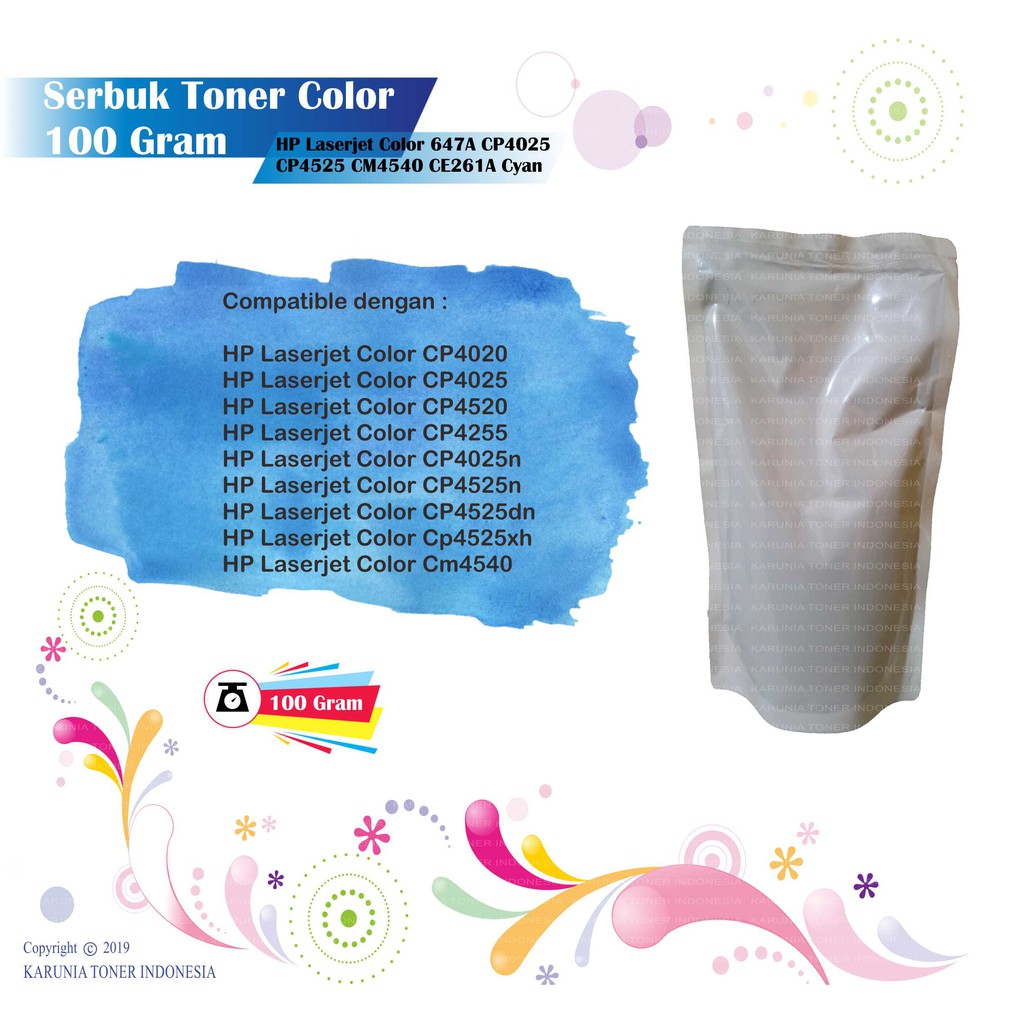 Serbuk Toner HP Laserjet 647A CP4025 CP4520 CP4255 CM4540 CE261A CE263A CE262A CE260A CMYK 500 Gram