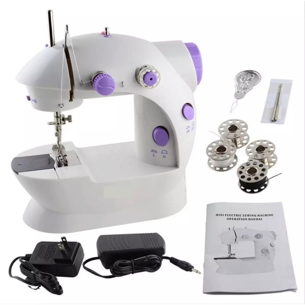 Mesin jahit Mini 4 in 1 Sewing Machine Portable SM-202A ada Lampu LED