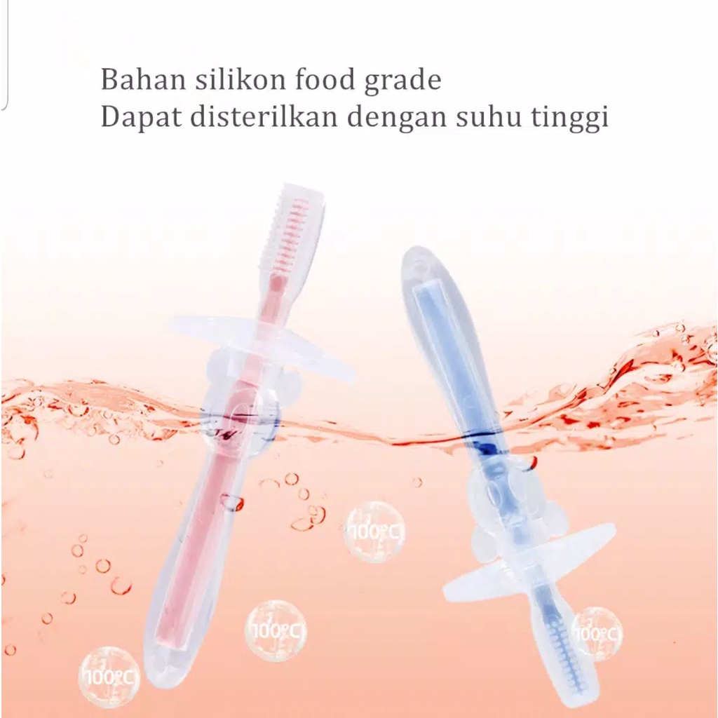 SIKAT GIGI BAYI SILIKON / BABY TOOTH BRUSH / PEMBERSIH MULUT BAYI / SIKAT GUSI BAYI / SILICONE TEETHER TOOTHBRUSH (IP)