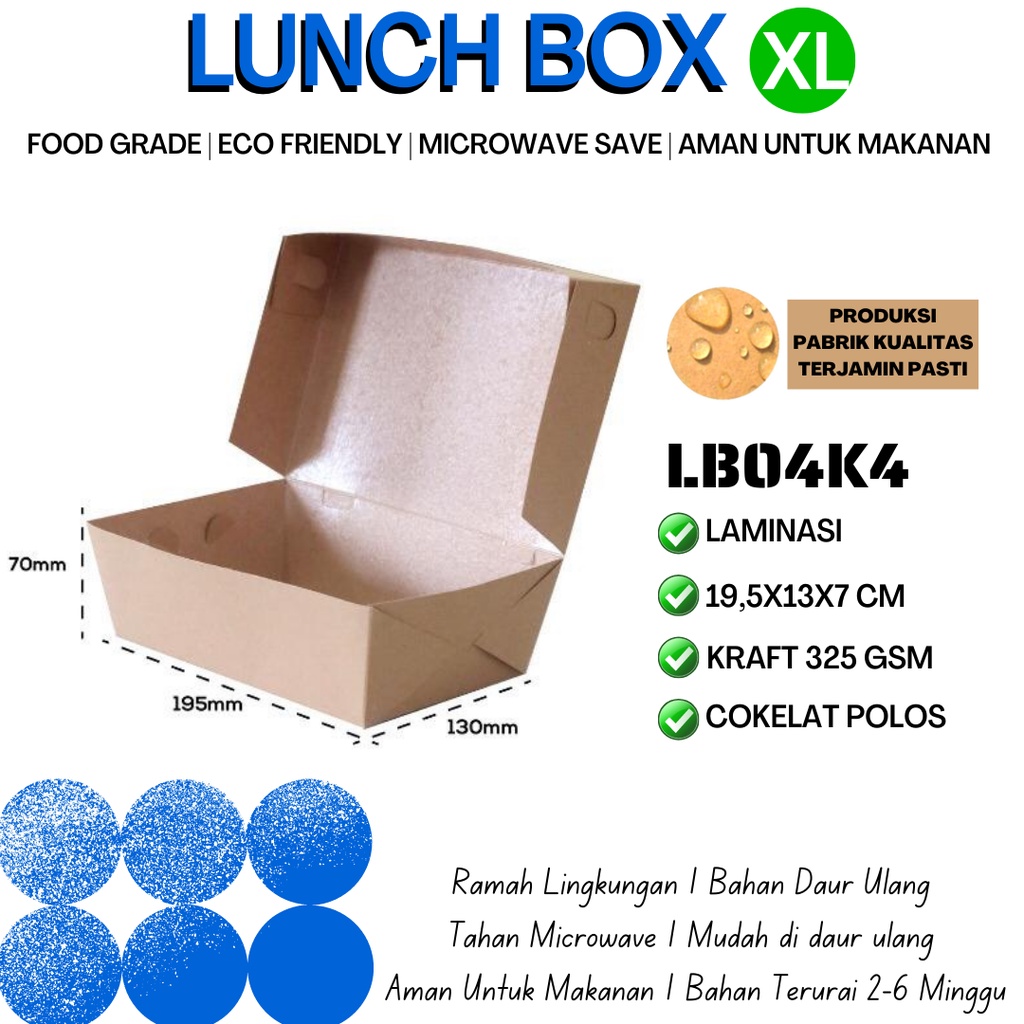 Paper Lunch Box Size XL Lunch Box XL (LB4K4-19.5X13X7 Cm)