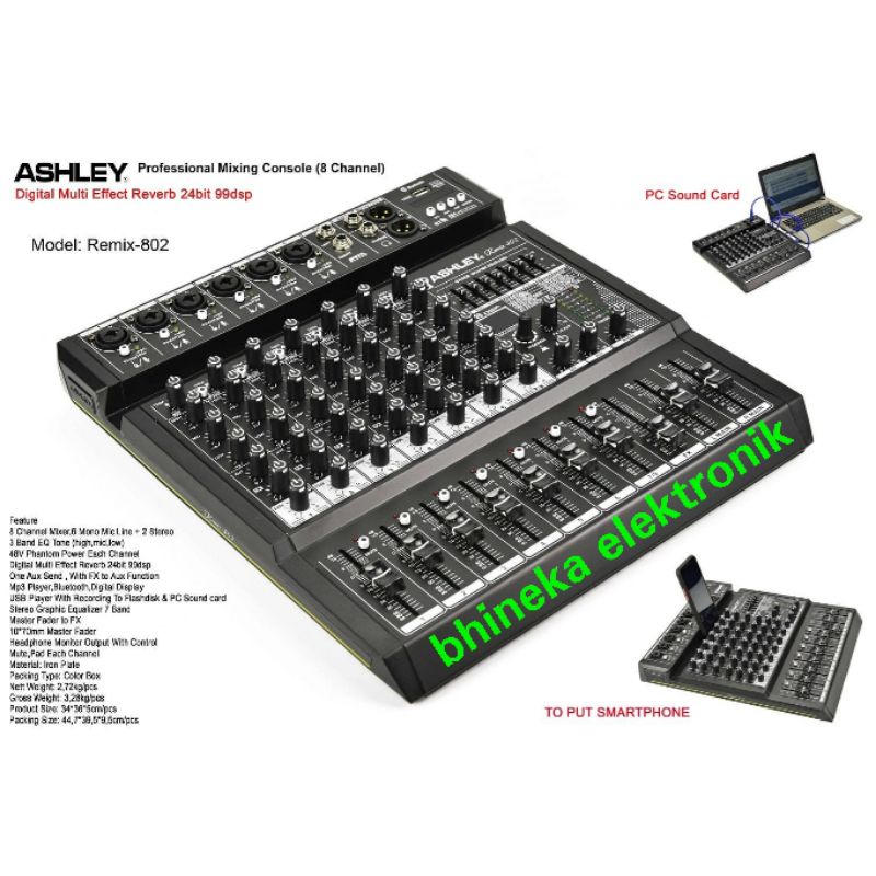 mixer ashley Remix802 / remix-802 original mixer 8 channel garansi 1 tahun