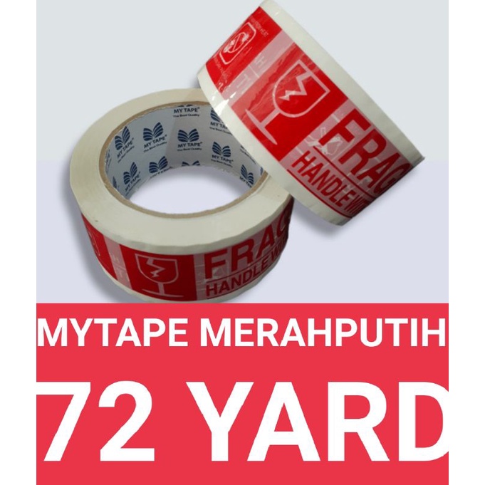 

Lakban MY TAPE Fragile Merah PUTIH 2 Inch 48 Mm 72 Yard.