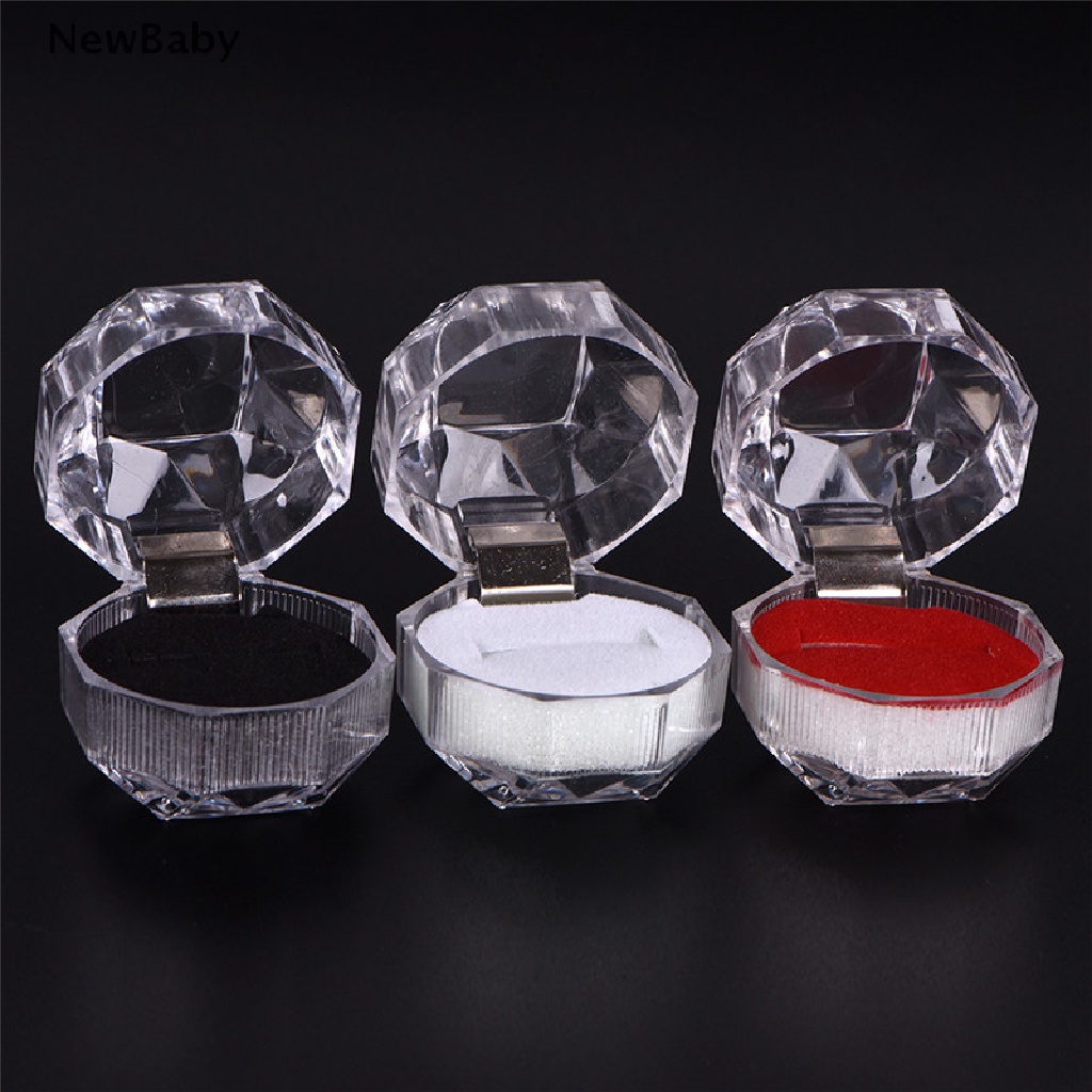 NewBaby Clear Acrylic Jewelry Gift Box for Ring Holder Wedding Engagement Present New ID