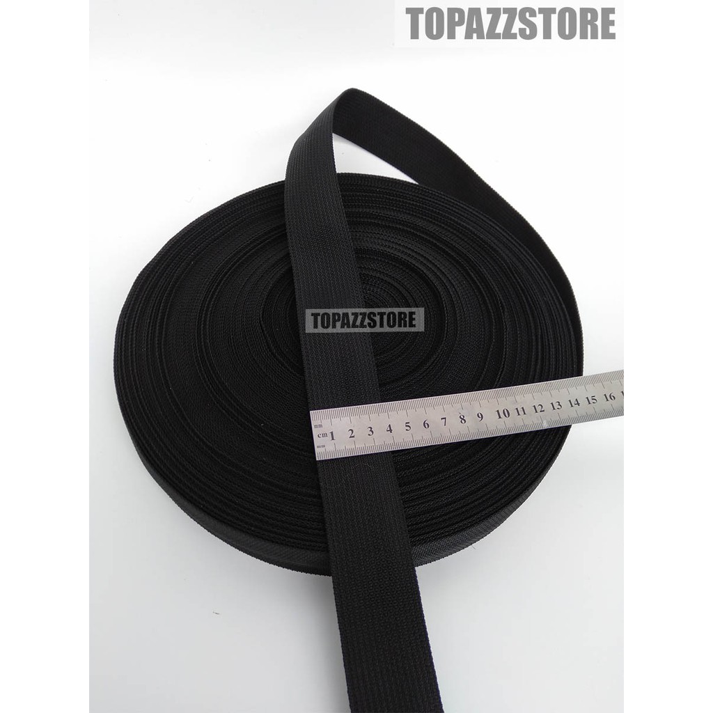 

Tali Webbing Murah Warna Hitam 3,8cm Bisband Tas Per Roll 50 Meter KRBBL38ROL