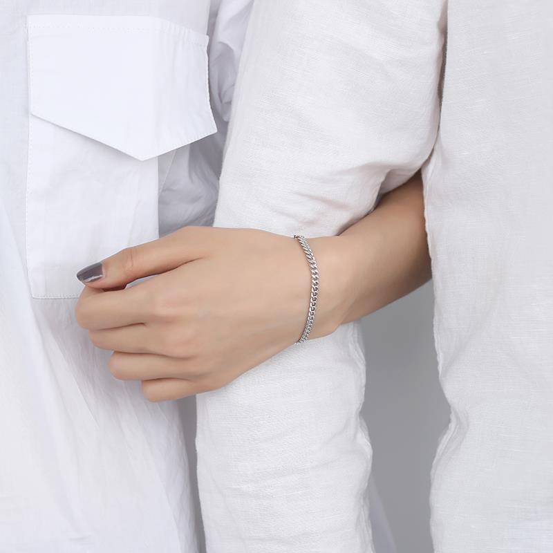 Gelang Rantai Kuba Bahan Titanium Ukuran 3.5mm Untuk Pria Dan Wanita