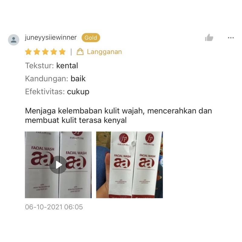 facial wash anti aging  FAILA PUTRI BPOM - Sabun wajah whitening glow - facial wash AA