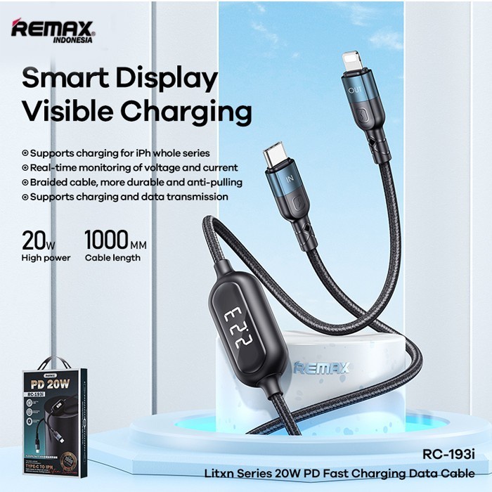 Remax 20W High Power Smart Display Data Kabel RC-193i 100% Original