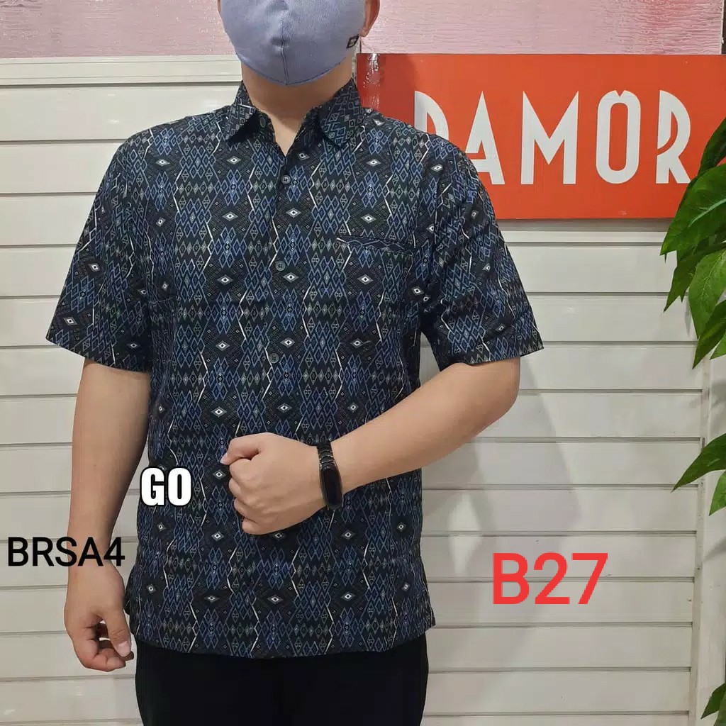 gos  BRSA DAMOR (CRESSIDA) KEMEJA BATIK Cowok Pakaian Pria Batik Lengan Pendek