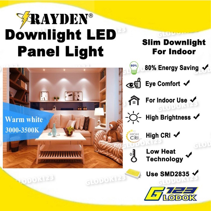 Lampu Downlight 6W 12W 18W Lampu LED Panel Light Indoor Rayden