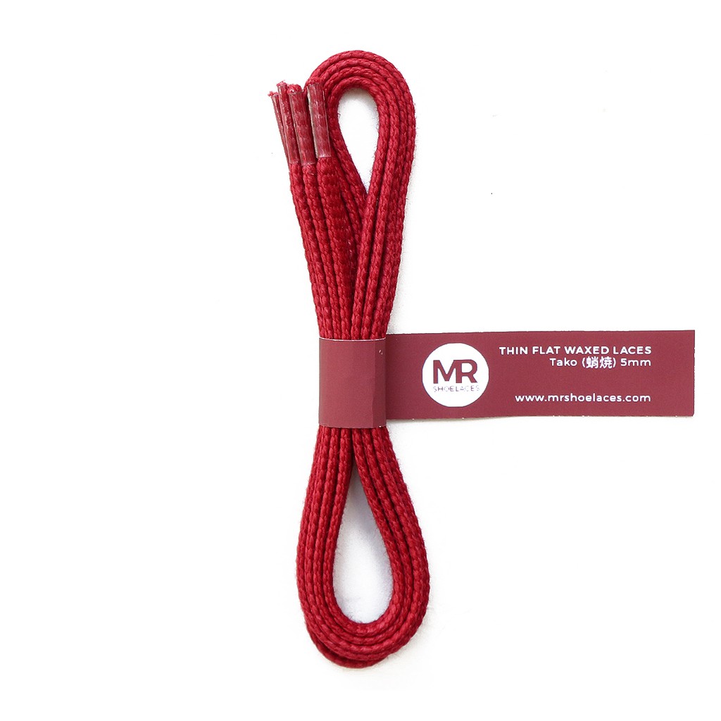 MR Shoelaces TH23 Tako (Maroon) Tali Sepatu Lilin Gepeng Thin 3-4mm (Waxed Laces) 50cm 80cm 100cm 120cm 150cm Marun