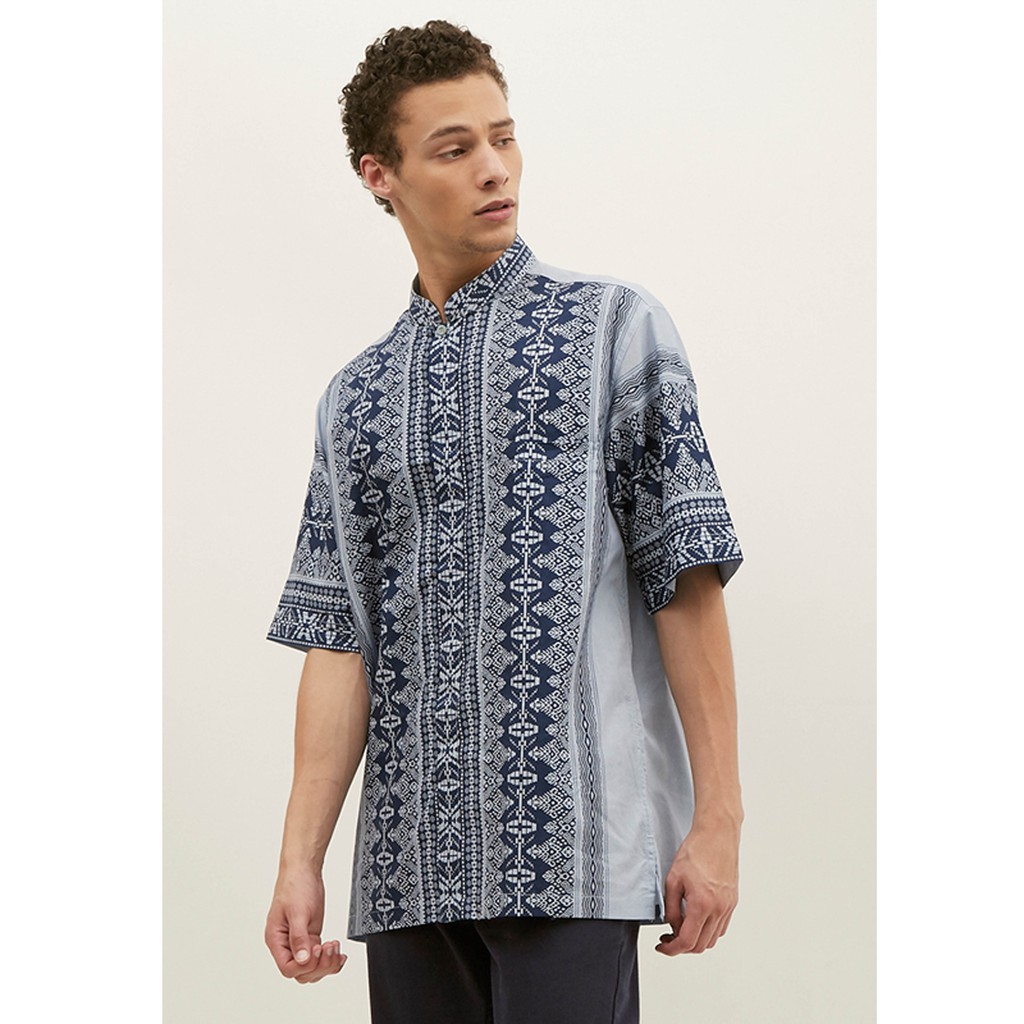 AL-AROFI Baju Koko Pria - Almaty Moslem Shirt Blue
