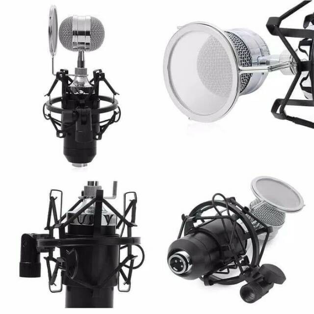 Taffware Mikrofon Kondenser dengan Shock Proof Mount - BM-8000 - Black