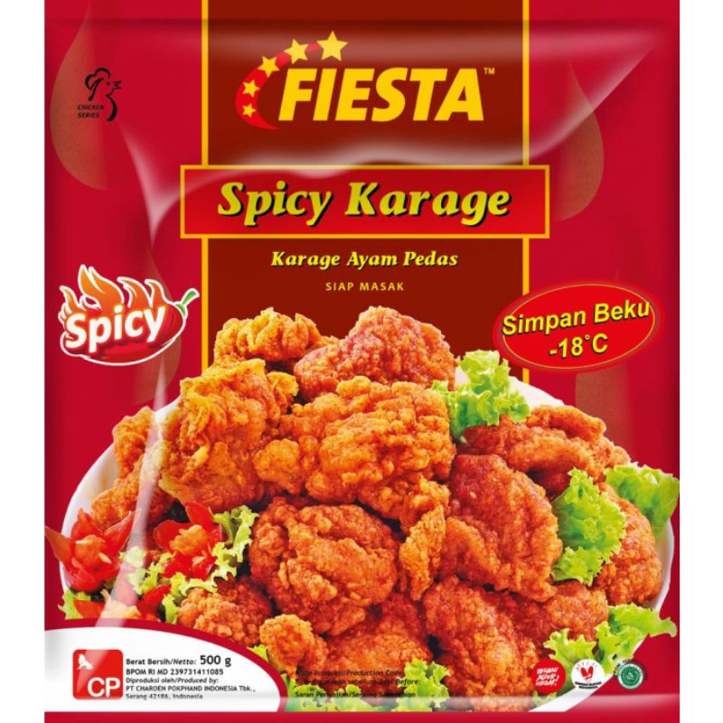 CHICKEN SPICY KARAGE FIESTA 500GR HALAL DAGING AYAM PAHA PEDAS