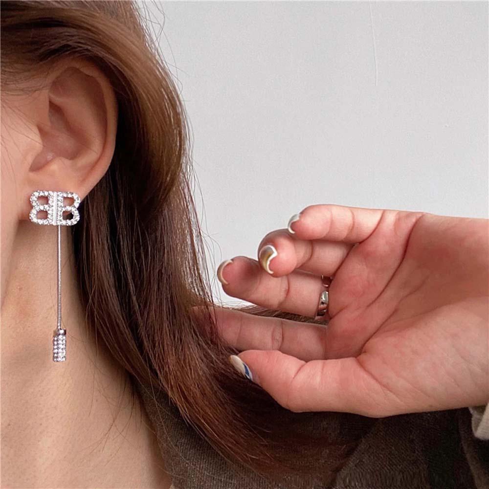 Agustinina Huruf Ganda B Anting Temperamen Fashion Untuk Wanita Warna Emas Geometris Hadiah Ear Stud