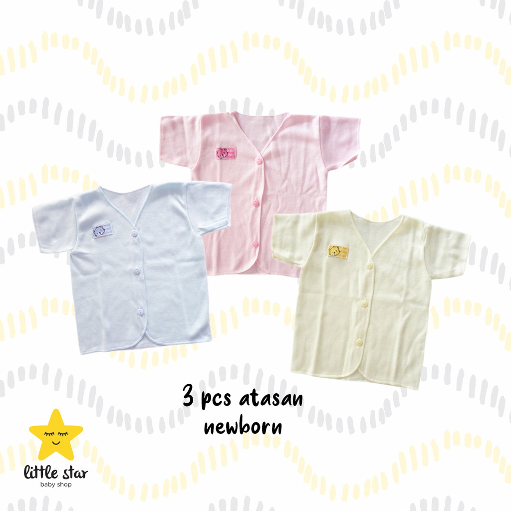 3 PCS Atasan Kaos Polos Berkancing Anak Bayi Newborn Cewek Cowok