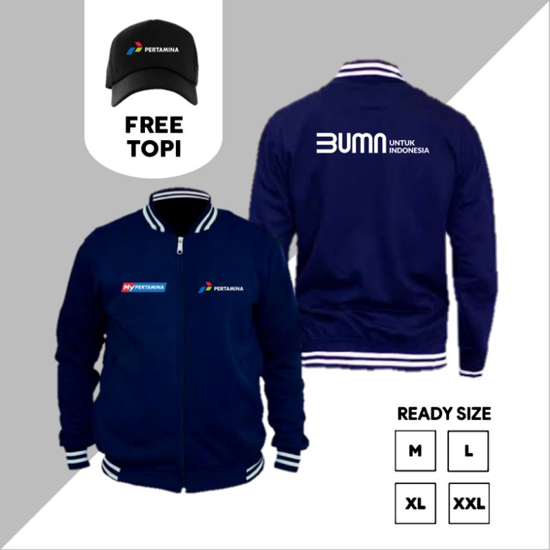 Jaket Varsity Zipper Logo My Pertamina BUMN Pertamina - Jaket BUMN - Jaket Custom