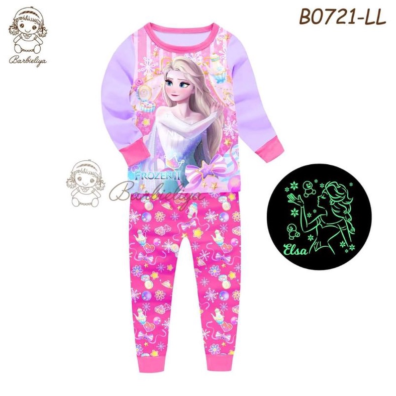 Piyama Anak Import / Baju Tidur Anak Perempuan Import Merek Barbieliya Size 3-7th.