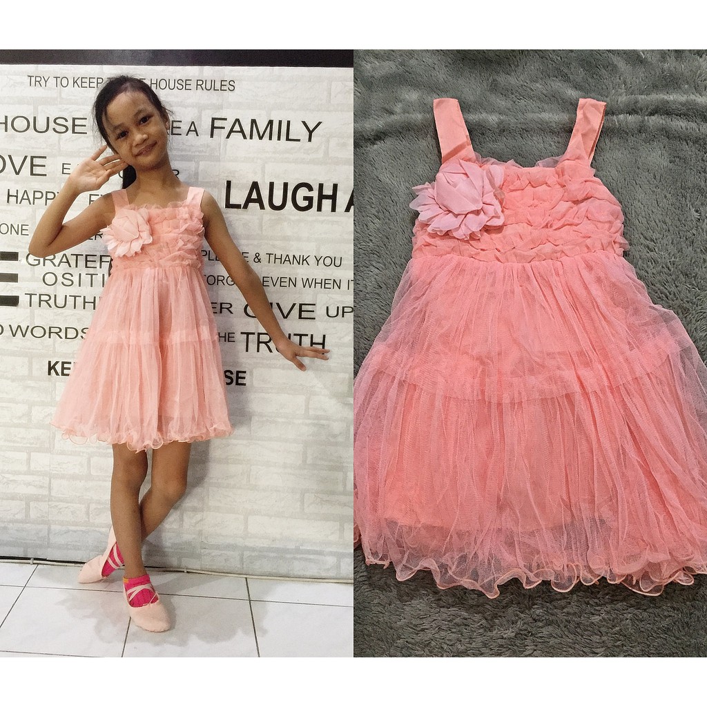 Dress Corsage Peach 533 Party Dress Baju Anak Perempuan