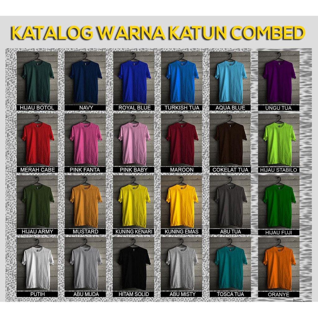 Jual KAOS POLOS VARIAN 24 WARNA / BAJU PRIA WANITA COUPLE LENGKAP