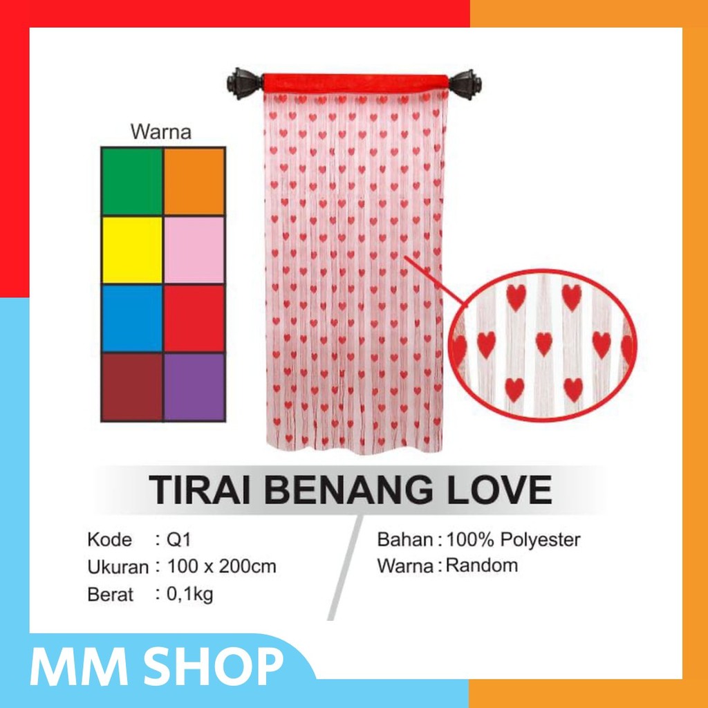  TERMURAH 1KG MUAT 12PCS JNE Tirai Benang Motif Love 