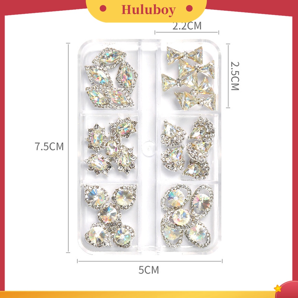 Huluboy Huluboy♡ Aksesoris Perhiasan Berlian Imitasi Bentuk Kupu-Kupu Bintang Bahan Alloy Untuk Dekorasi Manicure Nail Art