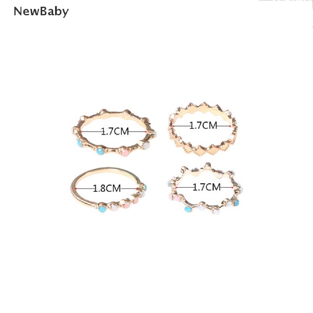 4pcs / Set Cincin Batu Kristal Warna-Warni Gaya Bohemia Untuk Hadiah Pernikahan