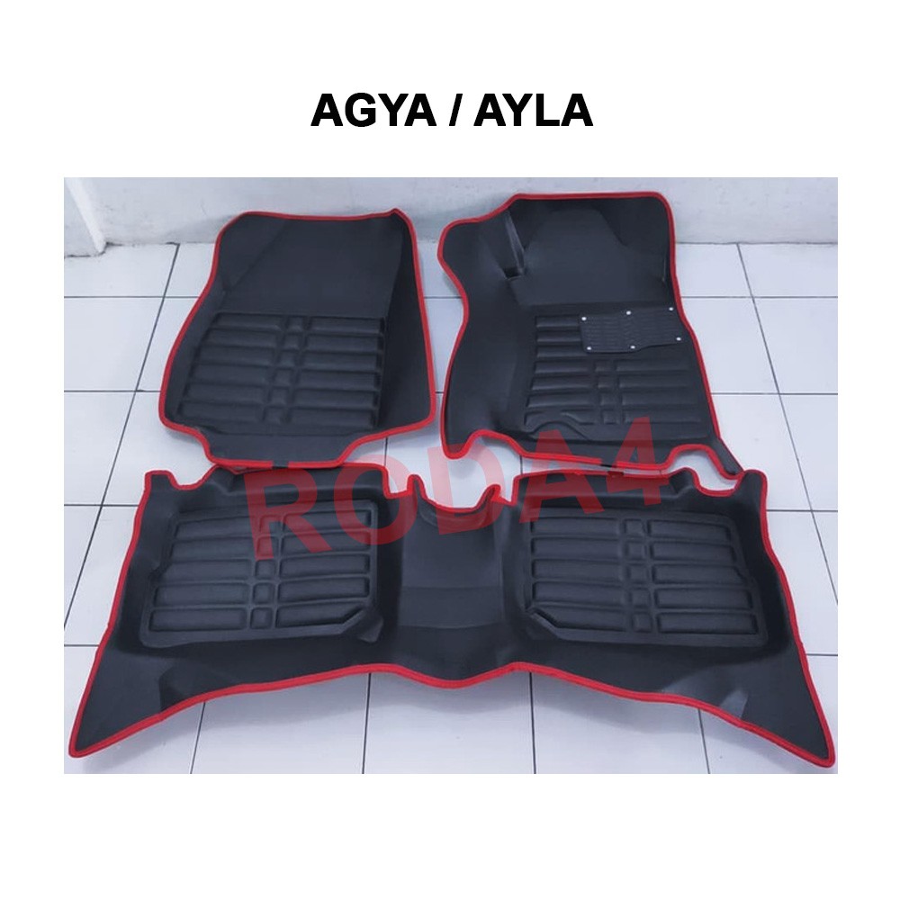 Karpet 5D Agya Ayla PREMIUM 2 Baris List Merah