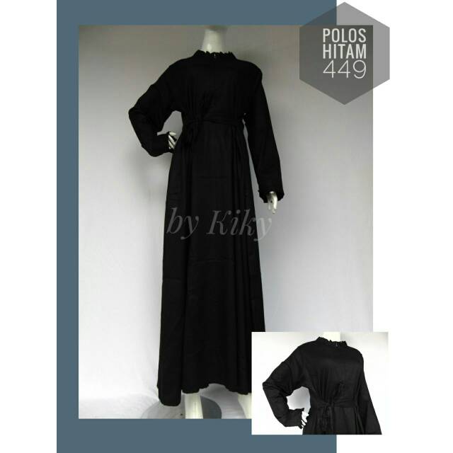 TERLARIS Gamis syari katun jepang ori polos hitam size  aulia muslimah